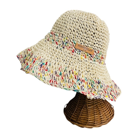 RAFFIA CARNIVAL SAND MULTI COLOR BUCKET HAT - Picture 9 of 10